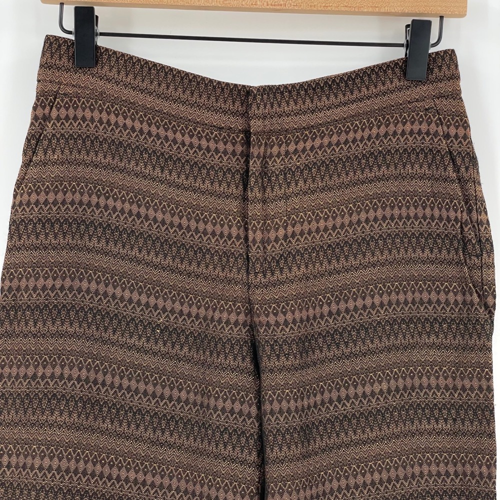 & Other Stories Golden Bronze Jacquard Cropped Pants Geometric US 2 - Picture 4 of 9